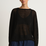 Pas De Calais Normandy Linen Crew Neck Pullover - Black