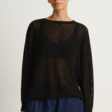 Pas De Calais Normandy Linen Crew Neck Pullover - Black