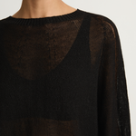 Pas De Calais Normandy Linen Crew Neck Pullover - Black