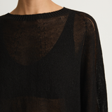 Pas De Calais Normandy Linen Crew Neck Pullover - Black