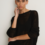 Pas De Calais Normandy Linen Crew Neck Pullover - Black