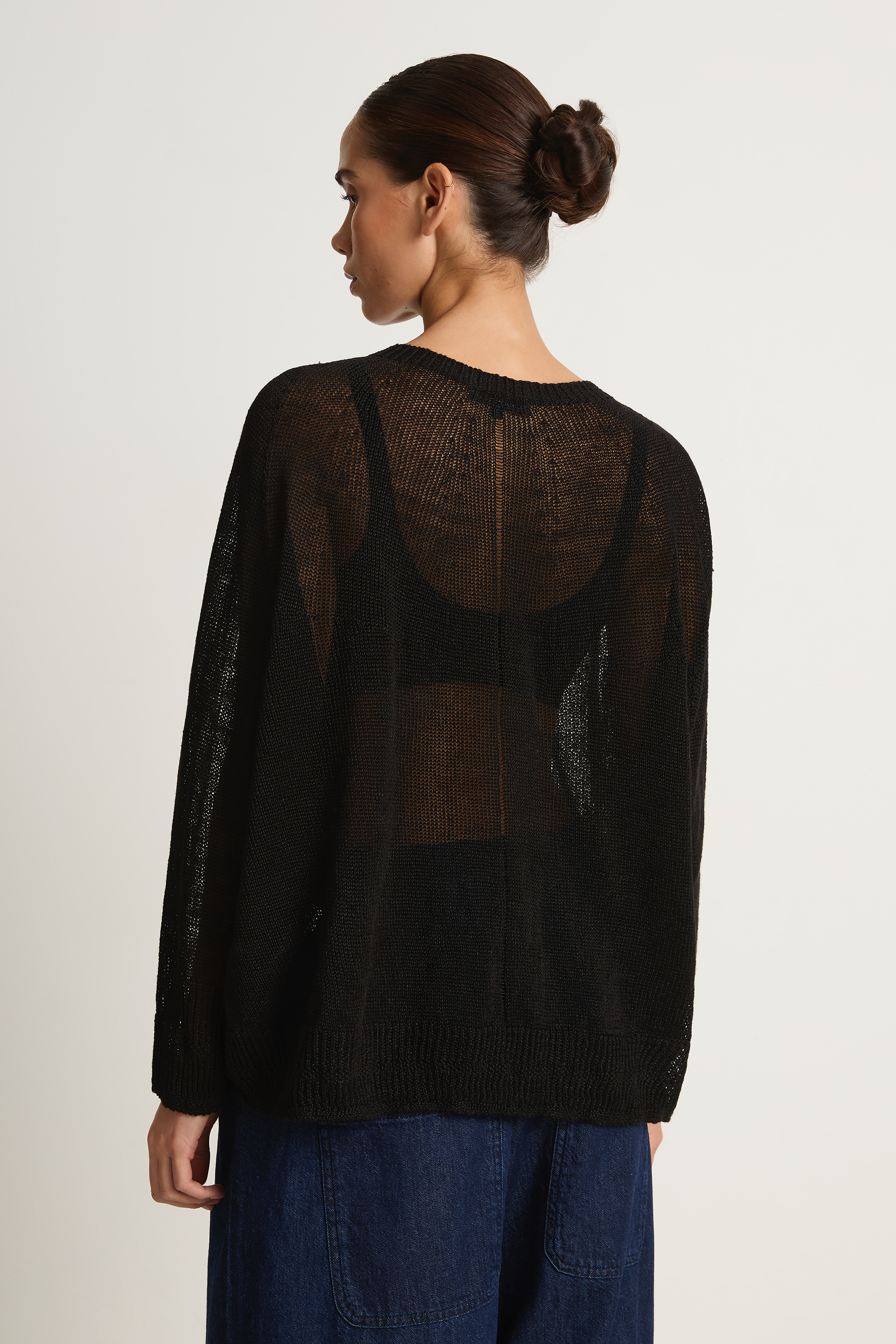 Pas De Calais Normandy Linen Crew Neck Pullover - Black