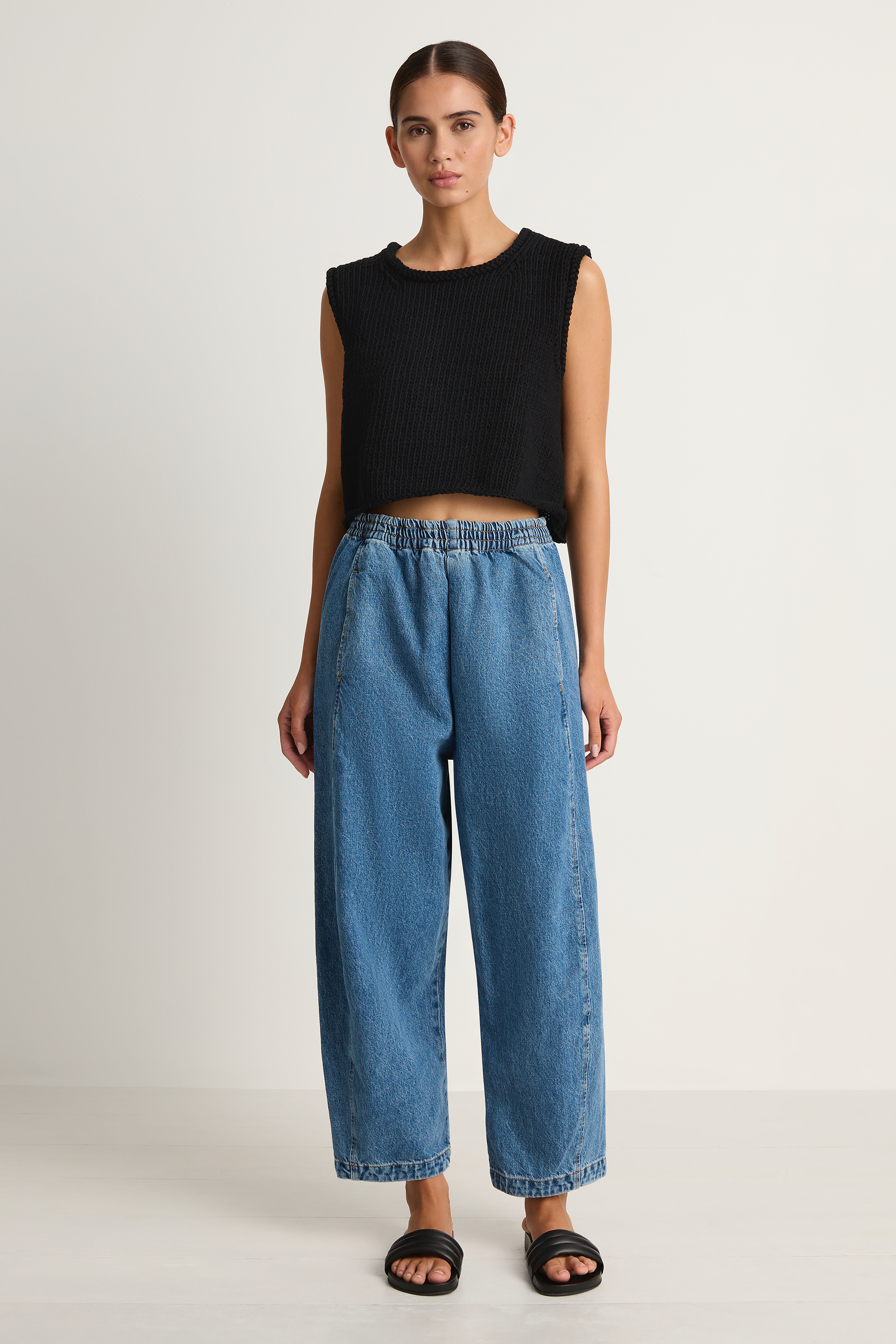 Shaina Mote Alba Pant Medium Blue & Brisa Top Black