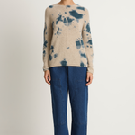 Suzusan Cashmere Seamless Long Pullover - Dark Blue / Sand