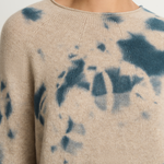 Suzusan Cashmere Seamless Long Pullover - Dark Blue / Sand
