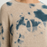 Suzusan Cashmere Seamless Long Pullover - Dark Blue / Sand