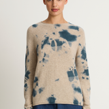 Suzusan Cashmere Seamless Long Pullover - Dark Blue / Sand