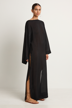 BONDI BORN Cremona Tie-Side Maxi Coverup - Black