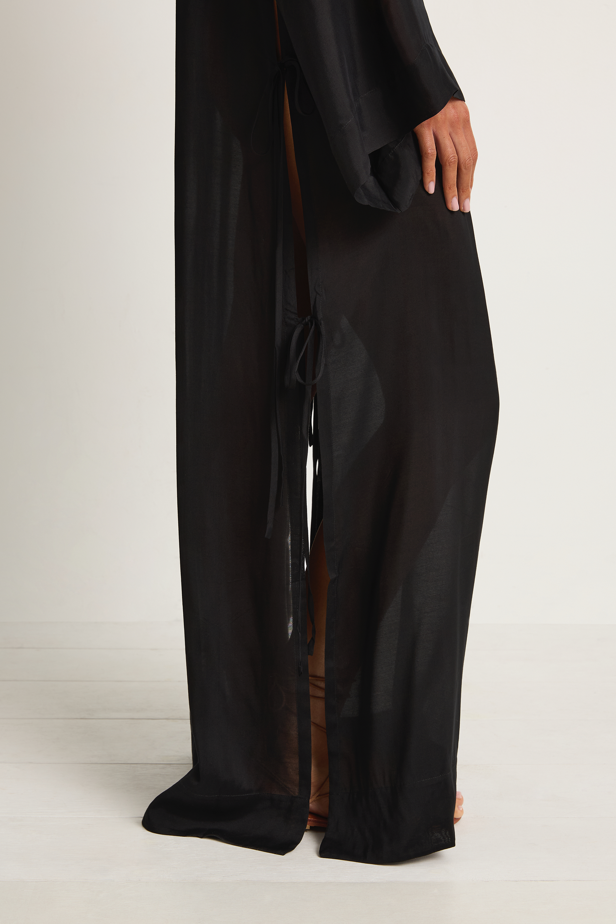 BONDI BORN Cremona Tie-Side Maxi Coverup - Black