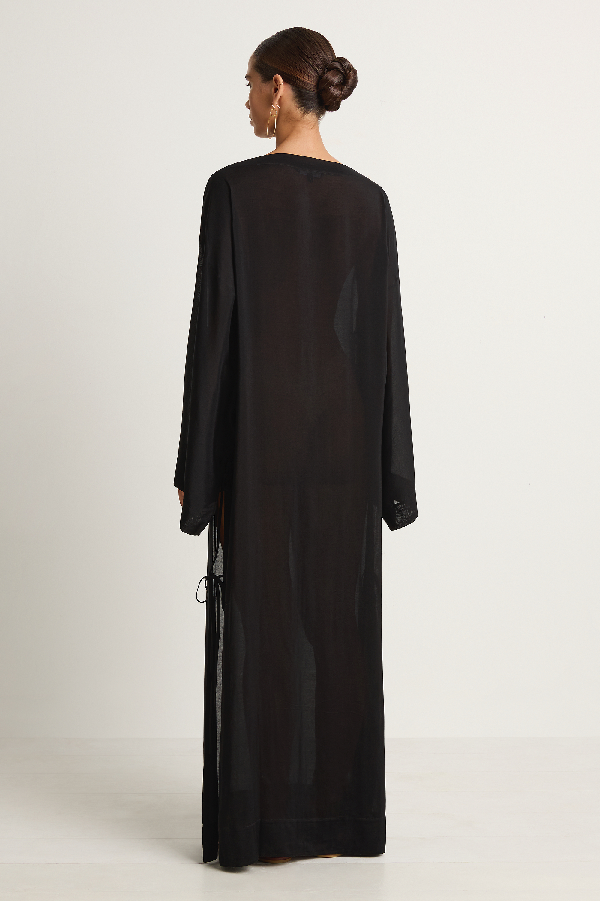 BONDI BORN Cremona Tie-Side Maxi Coverup - Black