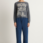 Suzusan Cashmere Seamless Short Pullover - Makinui Shibori "Wonderful Silver Grey / Light Grey