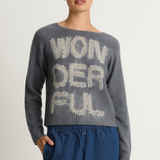 Suzusan Cashmere Seamless Short Pullover - Makinui Shibori "Wonderful Silver Grey / Light Grey