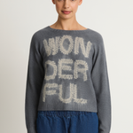 Suzusan Cashmere Seamless Short Pullover - Makinui Shibori "Wonderful Silver Grey / Light Grey