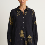 Pas De Calais Japonism Flower Print Blouse - Navy