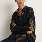 Pas De Calais Japonism Flower Print Blouse - Navy