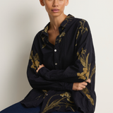 Pas De Calais Japonism Flower Print Blouse - Navy