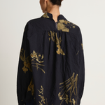 Pas De Calais Japonism Flower Print Blouse - Navy