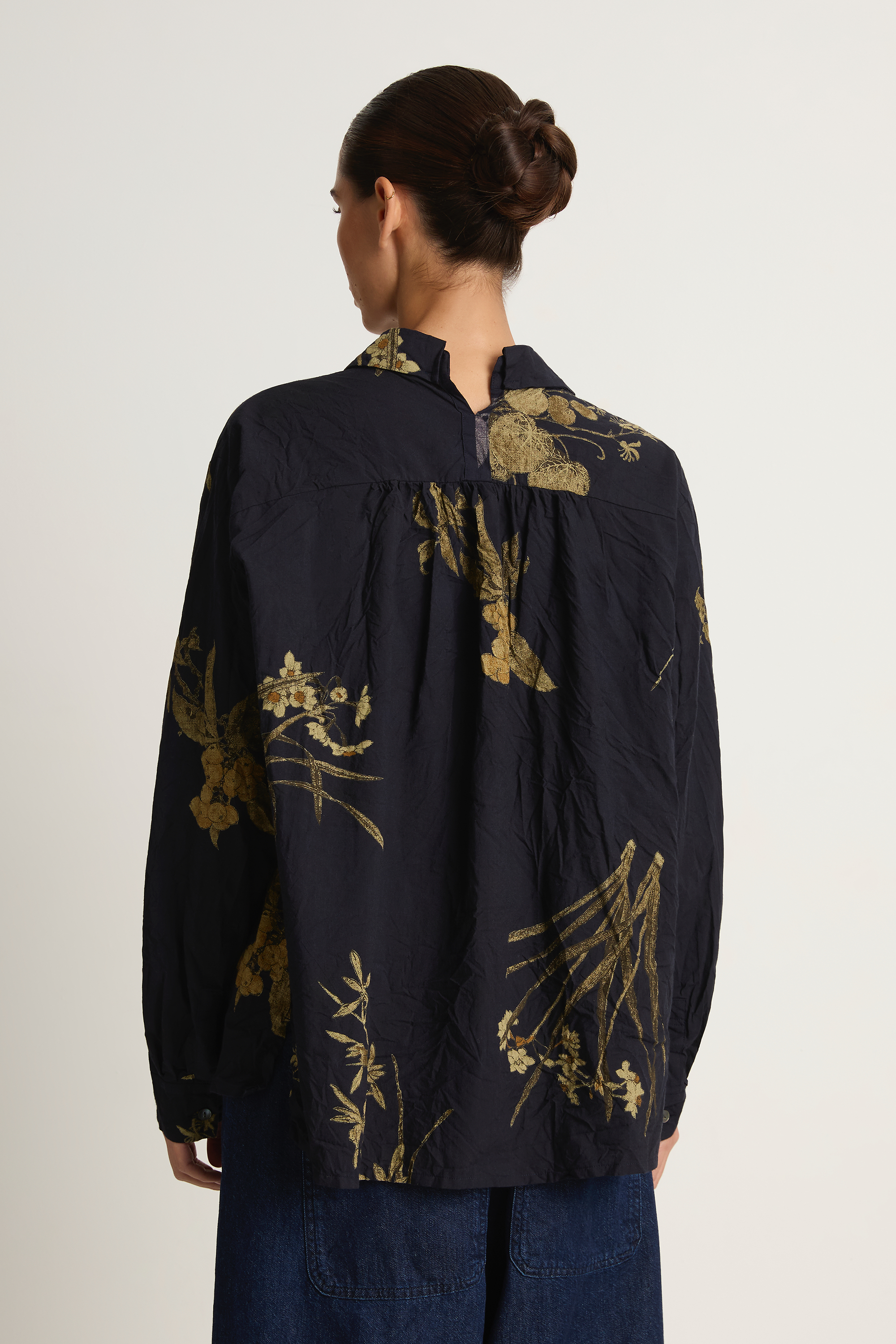 Pas De Calais Japonism Flower Print Blouse - Navy
