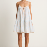 Juliet Dunn Pomegranate Print Loose Strappy Mini Dress - Ice Blue
