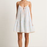 Juliet Dunn Pomegranate Print Loose Strappy Mini Dress - Ice Blue
