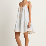 Juliet Dunn Pomegranate Print Loose Strappy Mini Dress - Ice Blue