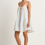 Juliet Dunn Pomegranate Print Loose Strappy Mini Dress - Ice Blue
