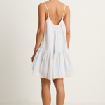 Juliet Dunn Pomegranate Print Loose Strappy Mini Dress - Ice Blue