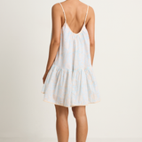 Juliet Dunn Pomegranate Print Loose Strappy Mini Dress - Ice Blue
