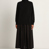 Pas De Calais Cotton Checkered Gathered Skirt - Black