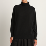 Pas De Calais Airy Wool Loose Turtleneck Pullover - Black