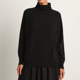 Pas De Calais Airy Wool Loose Turtleneck Pullover - Black