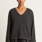 Elsa Esturgie Midi V-Neck Sweater - Grey