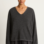 Elsa Esturgie Midi V-Neck Sweater - Grey