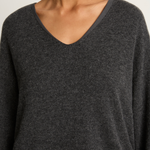 Elsa Esturgie Midi V-Neck Sweater - Grey