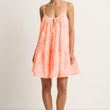 Juliet Dunn Pomegranate Print Loose Strappy Mini Dress - Neon Red