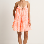 Juliet Dunn Pomegranate Print Loose Strappy Mini Dress - Neon Red