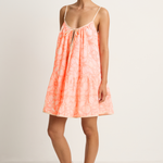 Juliet Dunn Pomegranate Print Loose Strappy Mini Dress - Neon Red