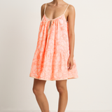 Juliet Dunn Pomegranate Print Loose Strappy Mini Dress - Neon Red
