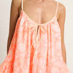 Juliet Dunn Pomegranate Print Loose Strappy Mini Dress - Neon Red