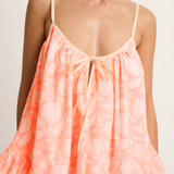 Juliet Dunn Pomegranate Print Loose Strappy Mini Dress - Neon Red