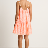 Juliet Dunn Pomegranate Print Loose Strappy Mini Dress - Neon Red