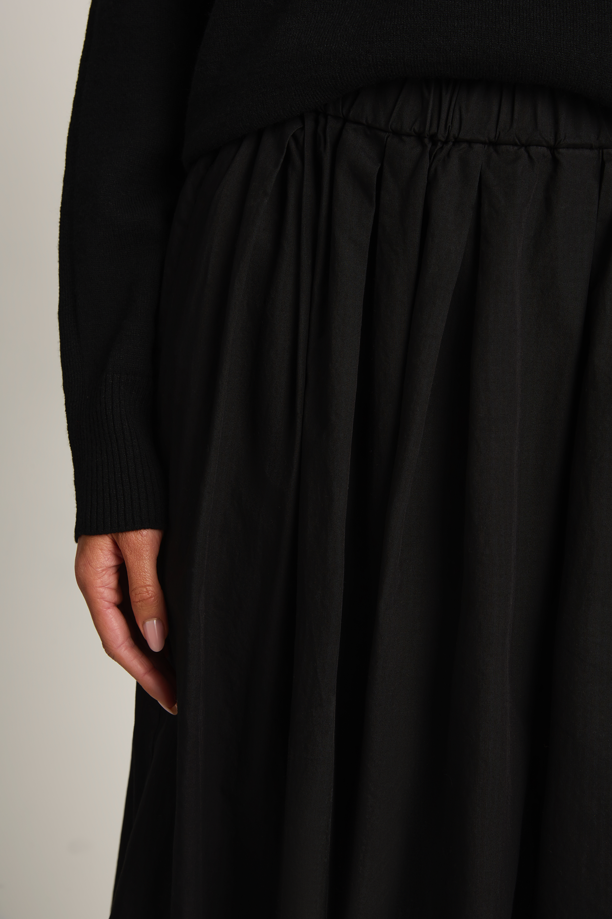 Pas De Calais Cotton Checkered Gathered Skirt - Black