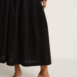 Pas De Calais Cotton Checkered Gathered Skirt - Black