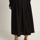 Pas De Calais Cotton Checkered Gathered Skirt - Black