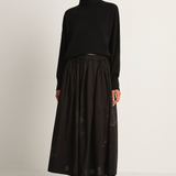 Pas De Calais Cotton Checkered Gathered Skirt - Black