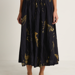 Pas De Calais Japonism Flower Print Skirt - Navy