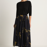 Pas De Calais Japonism Flower Print Skirt - Navy