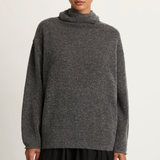 Pas De Calais Fine Bouclé Turtleneck Knit Pullover - Heather Grey