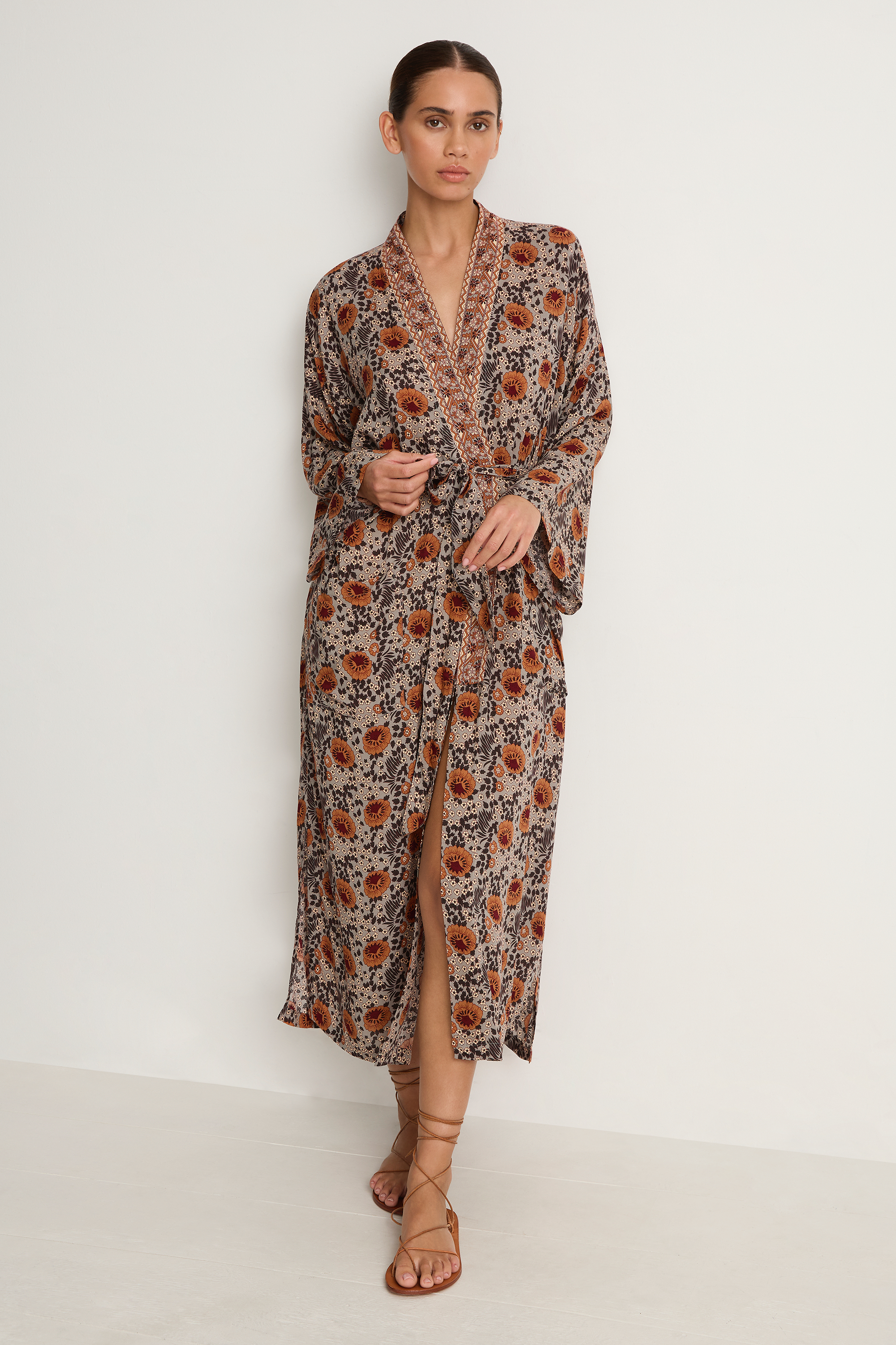 Natalie Martin Diane Robe - Vintage Flowers Slate