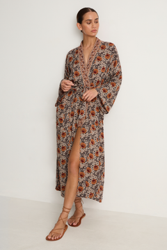 Natalie Martin Diane Robe - Vintage Flowers Slate